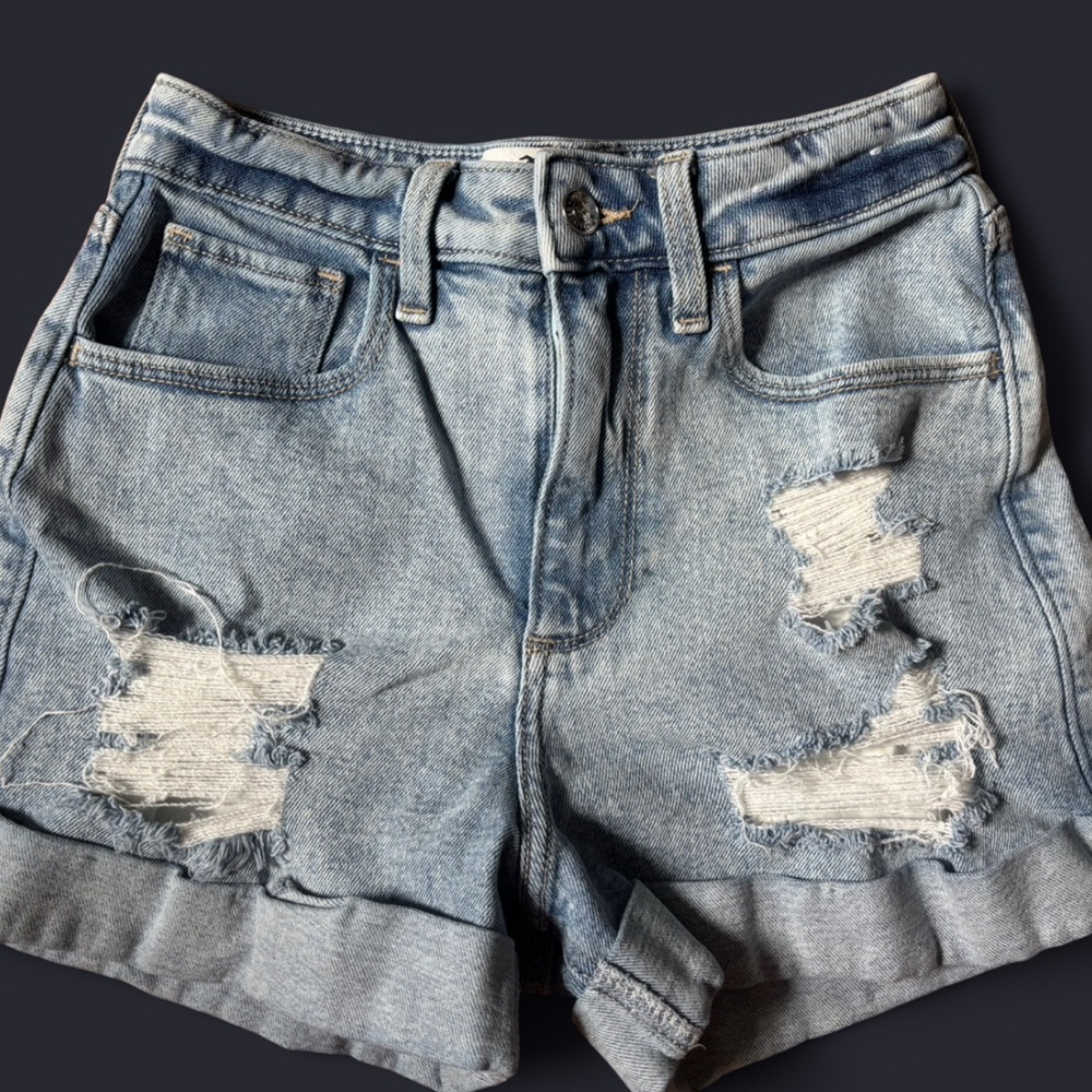 Hollister Light Blue Distressed Jean Shorts